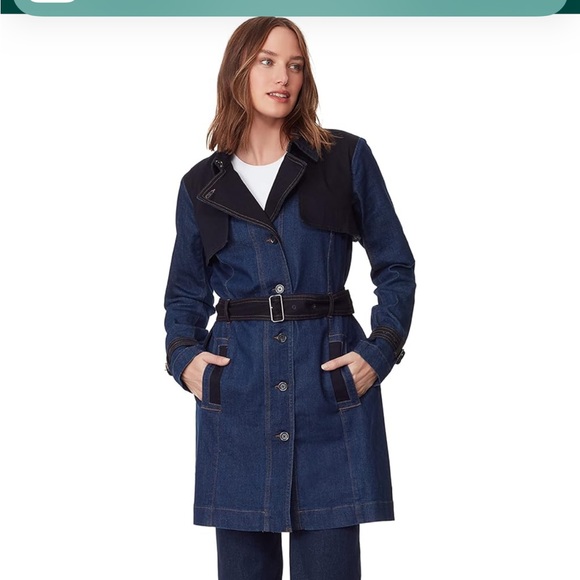 Christian Siriano x Gloria Vanderbilt Women's Storm Shield Demin Trench size 10 - Picture 2 of 7